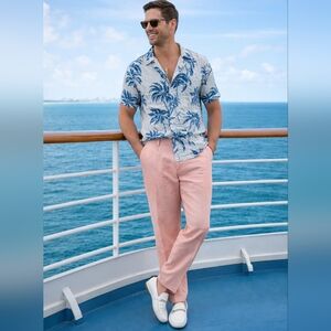 Delf Collection Salmon  Men's Big &Tall Dress Pants 100% Linen, Size 47W, ✨️NWT✨
